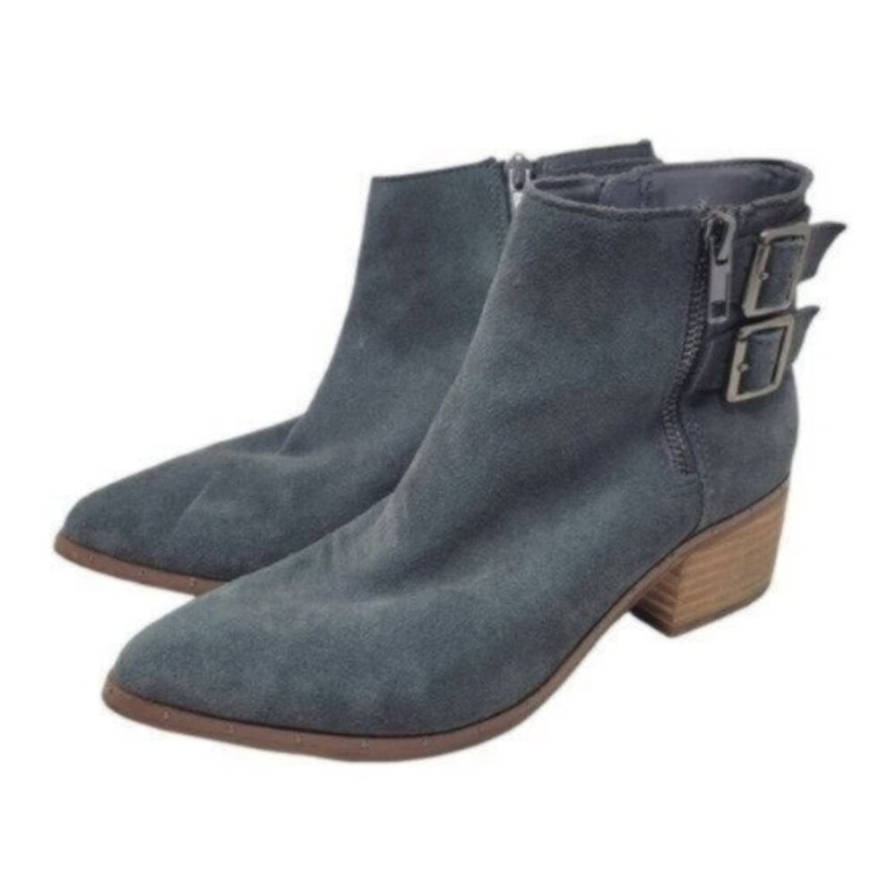 Bleecker & Bond | Suede Leather Georgia Ankle Bootie Boots Slate Gray Blue